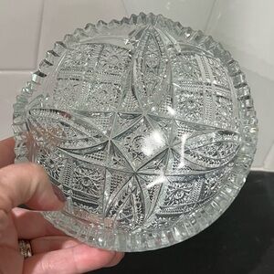 Brilliant Cut Glass Bowl w/ Hobstars, Beading & sawtooth rim